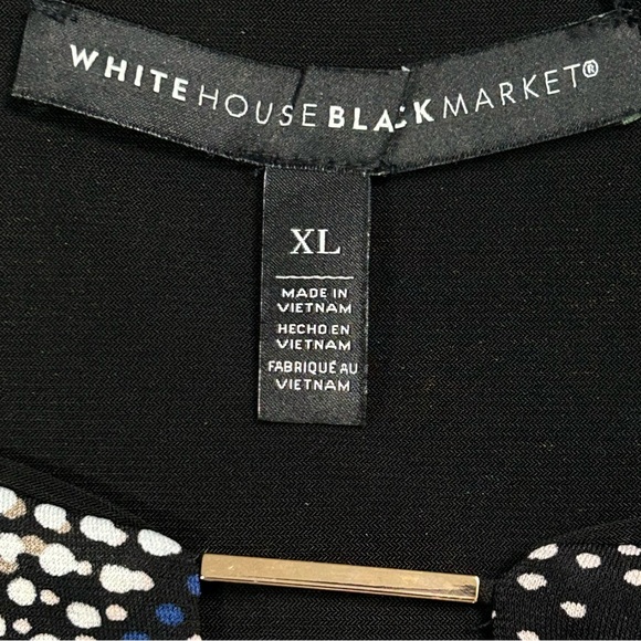 WHBM Womens Midi Shift Dress Sz XL Long Sleeve Stretch Boat Neck Black Striped - Picture 5 of 11